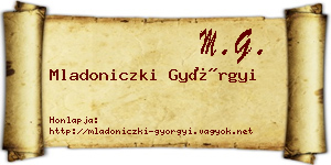 Mladoniczki Györgyi névjegykártya